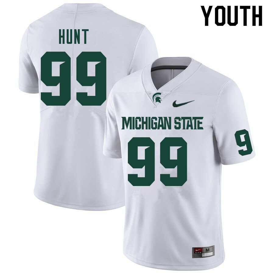 Youth #99 Jalen Hunt Michigan State Spartans College Football Jerseys Sale-White